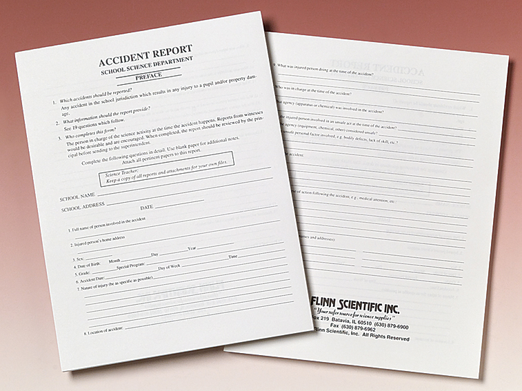 Lab Accident Report for Liability Reduction in the School Laboratory