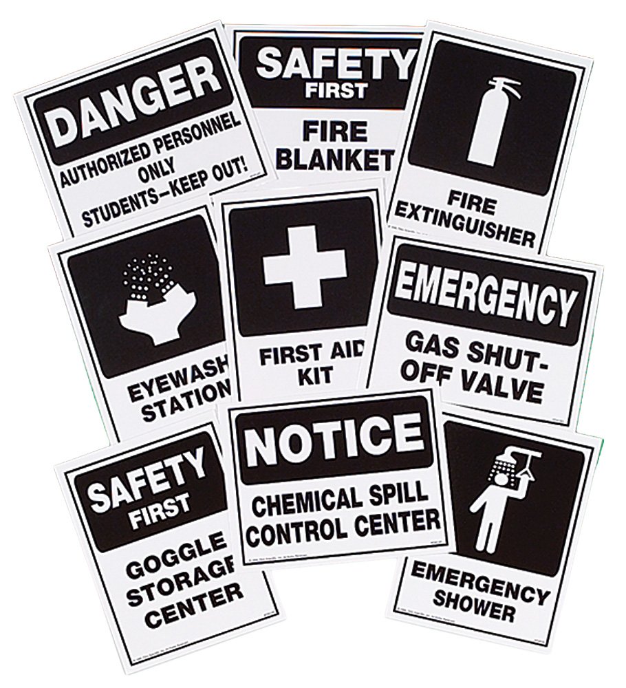 Personal Lab Safety and Emergency Equipment Signs