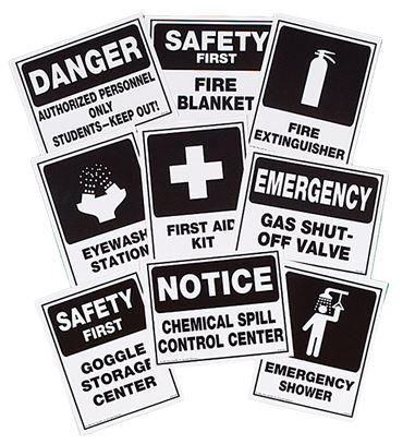 Personal Lab Safety and Emergency Equipment Signs