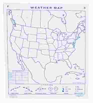 North American Weather Map Wall Chart for Earth Science and Meteorology