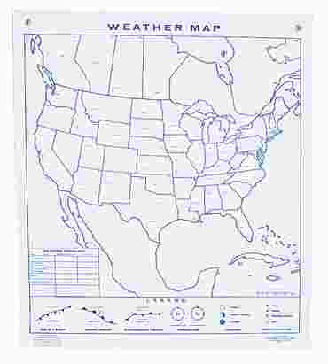 North American Weather Map Wall Chart for Earth Science and Meteorology