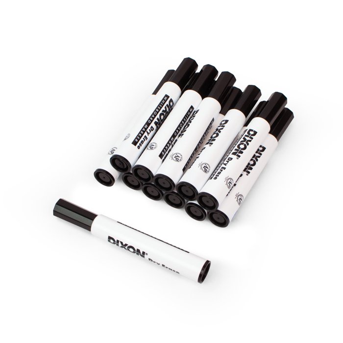 Dry Erase Markers, Black, Pkg. of 12 Flinn Scientific