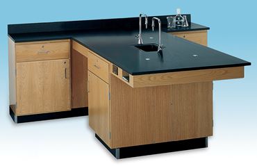 4-Student Perimeter Lab Station for Science Classroom with Fixtures
