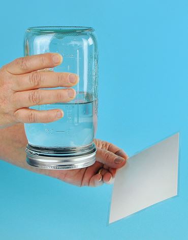 jar, screen, laminated card