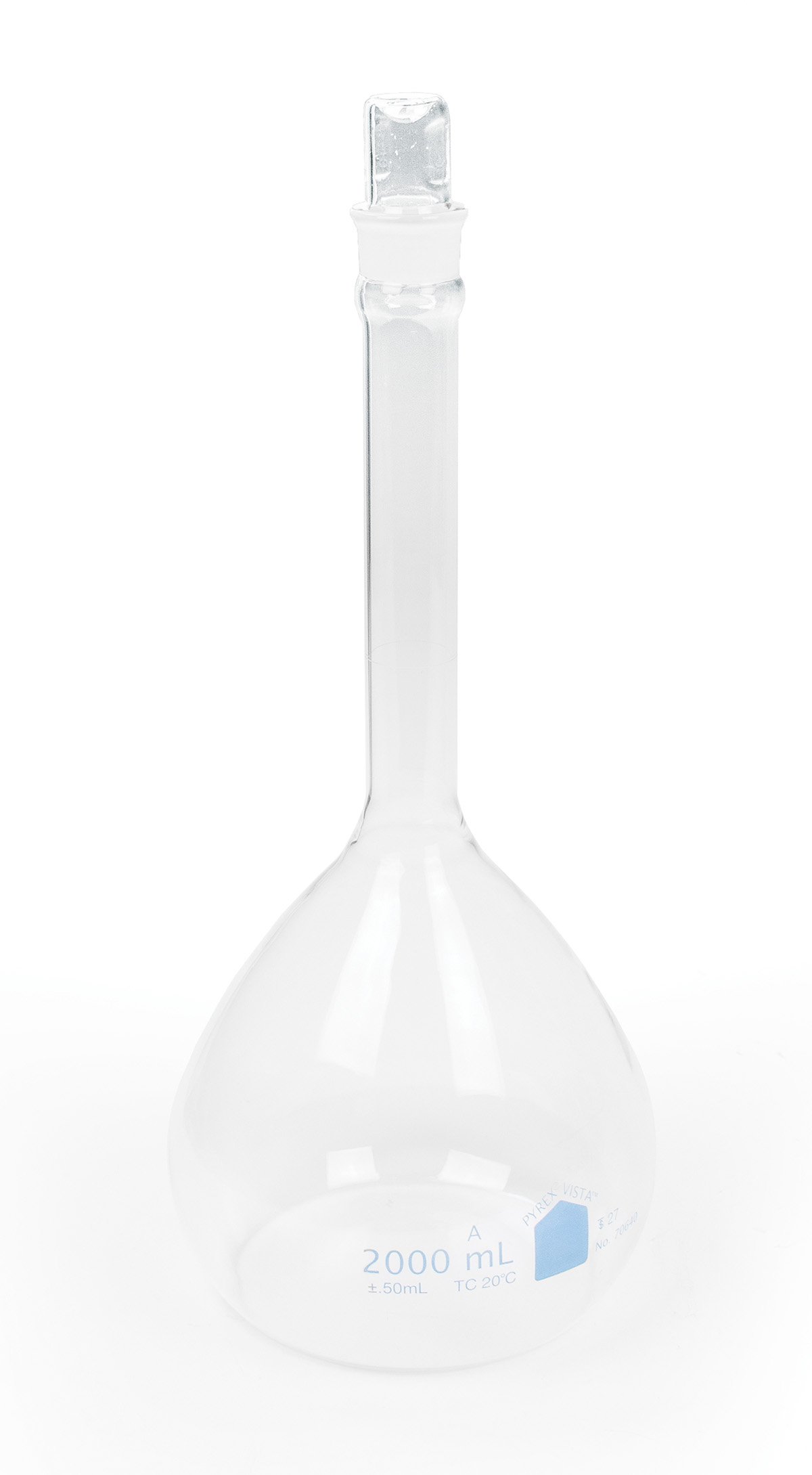 Pyrex® Class A Volumetric Flask with Glass Standard Taper Stopper, 2000 ...
