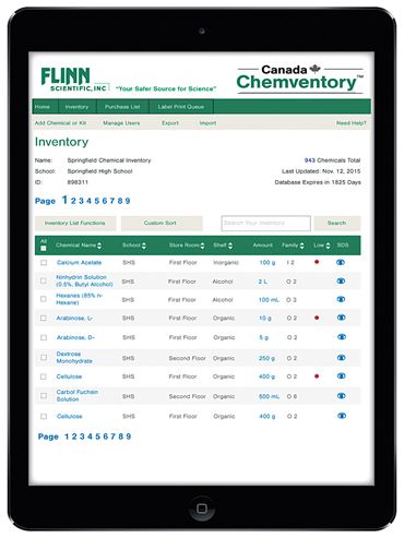 Flinn's Online Chemventory™ and Chemical Inventory Management System, 1-Year License