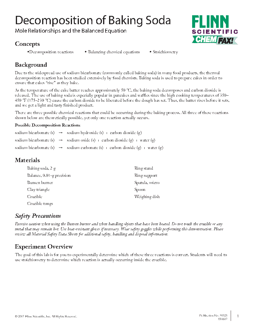 of Baking Soda Flinn Scientific