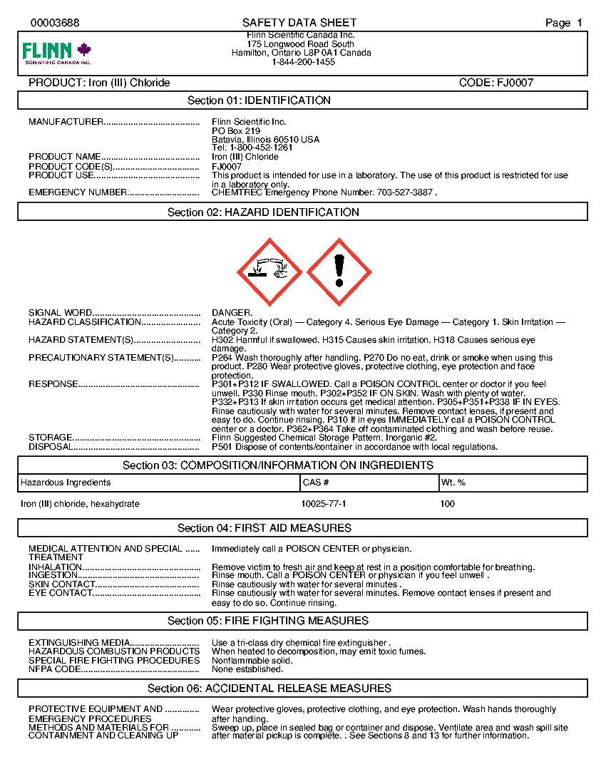 Iron(III) Chloride Flinn Scientific