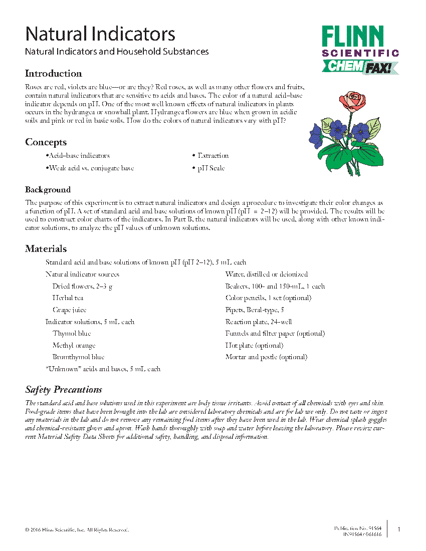 Natural Indicators Flinn Scientific